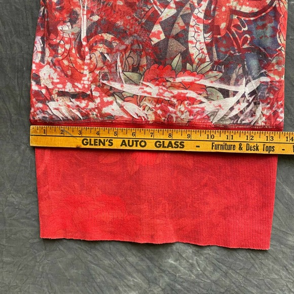 Go Jeans Shirt Floral Burnout Shirt Womens Medium Red Dragon Los Angeles Y2k 90s - Picture 11 of 11